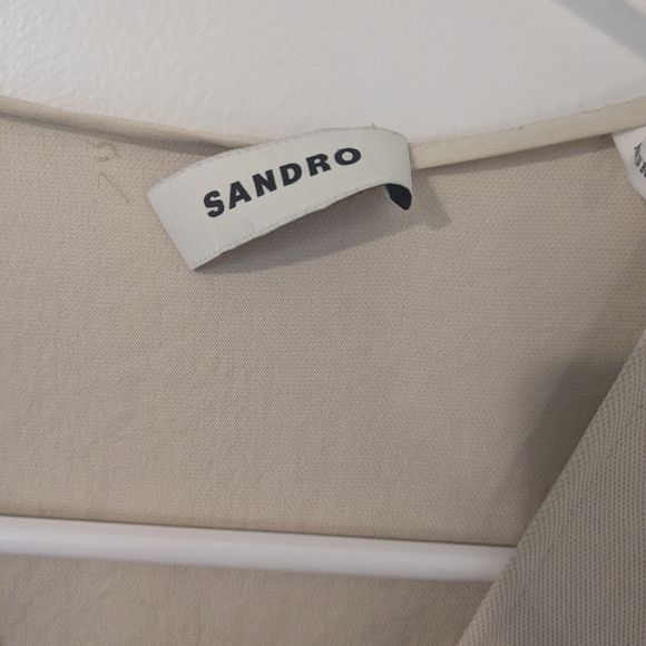 NWT $340 Sandro Paris Albi Ruffle-Trim Mini Dress in Cream Size FR 34 / XS - Picture 10 of 15